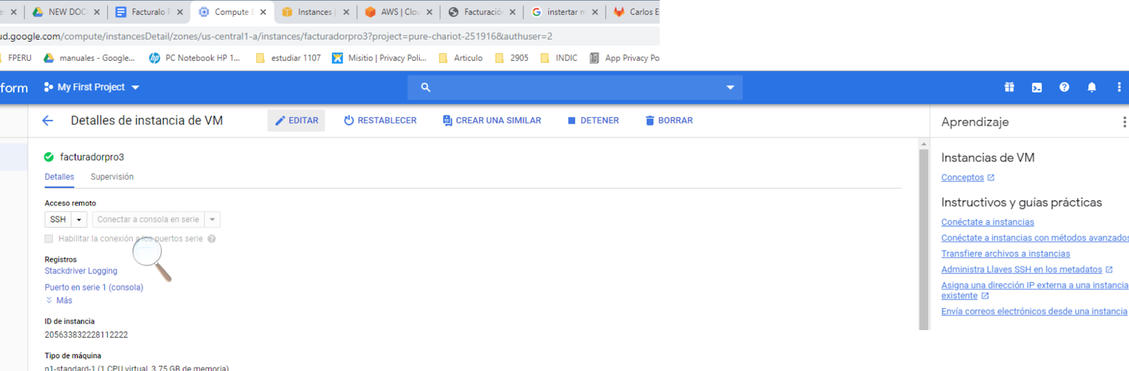 Editar VM GCP